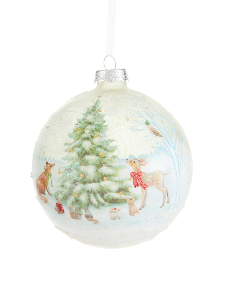Woodland Christmas Party Ball Ornament 5"
