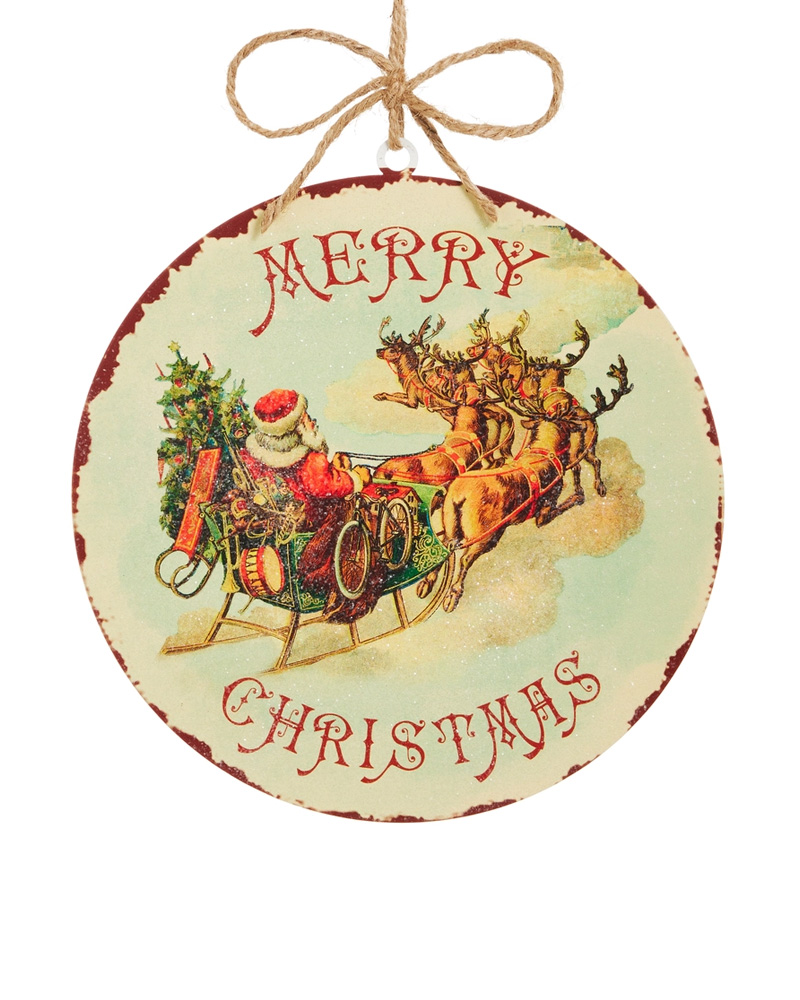Rustic Christmas Disc Ornament 8"