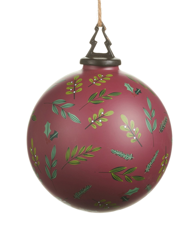 Matte Floral Ball Ornament 4"