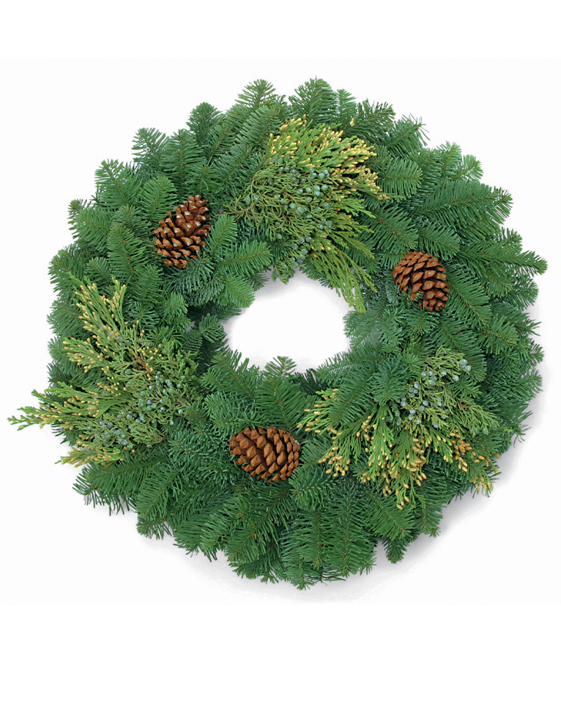 Mixed Wreath with Cones 12"X22"